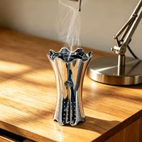 Diffuseur d'huiles essentielles portable rechargeable du Moyen-Orient avec chauffage électroplaqué coloré et parfum, design ondulé amincissant la taille