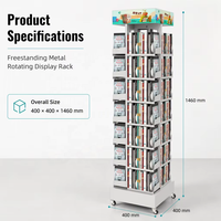Étagère de présentation rotative en métal personnalisée et moderne pour bibliothèque, librairie, pour le rangement de carnets, magazines, livres, brochures, cartes postales, documents