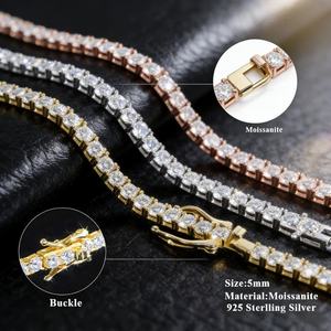 Collier Chaîne Tennis Iced Out en Argent Sterling 925 avec Diamants de Laboratoire VVS et Moissanite, Tailles 2mm 3mm 4mm 5mm 6.5mm - Product Image 5