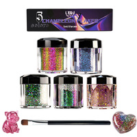 LEQU Chamäleon-Flocken 0,5 Gramm 5 Farben Optisches Chamäleon Dickflächiges Pigmentpulver 5-teiliges Set Handgemachte DIY-Kunstfarbe