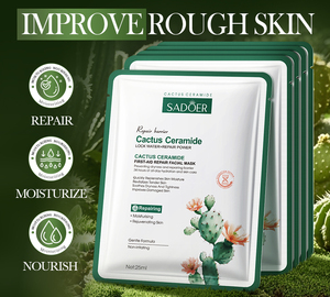 Mascarilla Reparadora de Primeros Auxilios con Ceramida de Cactus SADOER 25mL, Hidratante, Nutritiva, Alivia la Sequedad, Productos para el Cuidado Facial - Product Image 2