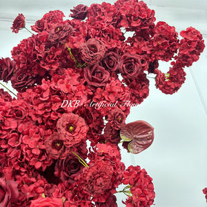 Camino de Flores de Delphinium y Rosas Rojas Artificiales Hechas a Mano al por Mayor, Ecológico y Ajustable para Arcos de Boda y Eventos - Product Image 4