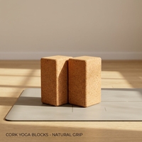 Syntus Kork Yoga Block & Gurt Set 2-teilig Hochdichte Weiche Rutschfeste Yoga-Blöcke 9x6x4 Zoll 8FT Metall D-Ring Gurt für Pilates