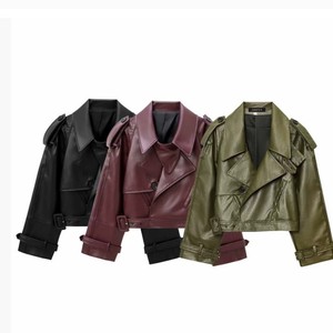 Blousons aviateur en similicuir 2026 pour femmes, veste courte tendance, streetwear, vêtements d'extérieur, veste à manches longues, manteaux pour femmes - Product Image 3