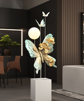 Lampe de sol d'ambiance en résine style Art Déco papillon DIY - Ambiance haut de gamme pour salon, chambre, entrée - Décoration artisanale amovible