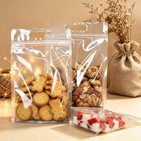 Transparante matte achtzijdig gesealde staande pouch met handvat, voedselveilige ritssluitende verpakkingstas voor snacks en noten