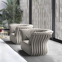 Fauteuil d'appoint moderne personnalisé en velours cannelé, chaise longue ondulée côtelée pour hôtel, villa, salon
