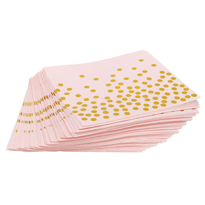 Modern Pink Gold Dot Design Disposable Tableware Set Factory Wholesale Custom Degradable Paper Plates Cup Tableware Sets - Product Image 5