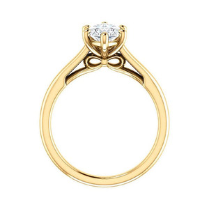 Bagues de fiançailles classiques solitaires en or jaune massif 10K, faites à la main, avec moissanite taille marquise 1CT-5CT, certifiées IGI - Product Image 5