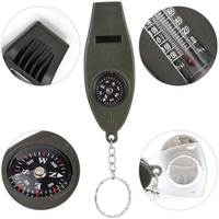 Boussole Thermomètre Loupe 4-en-1 Multifonctionnel Sifflet de Survie Extérieur Escalade Secours Urgence Accessoires Porte-clés