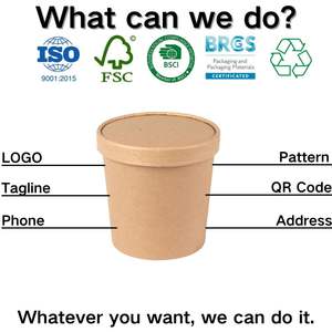 Vasos de Papel Personalizados de Xiamen para Sopa con Tapas de Papel/PP/PET, Duraderos para Sopa, Comida, Avena, Papillas, Ramen, Leche, Comida para Llevar - Product Image 5