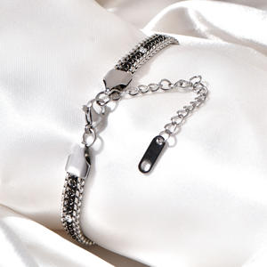 PUXIN Bracelets de tennis tendance pour hommes et femmes avec zircon cubique à plusieurs rangées avec chaîne en acier inoxydable et bracelets en strass - Product Image 4