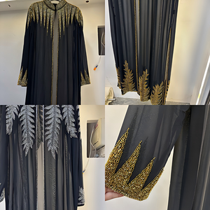 <span class=keywords><strong>Abaya</strong></span> de luxe perlée pour femme, tenue de soirée élégante pour fête, cardigan long à manches longues ouvert sur le devant, kaftan pour l'Aïd, vente en gros ODM - Product Image 3