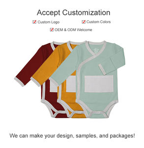 Vente en gros de combinaisons <span class=keywords><strong>kimono</strong></span> à manches longues en coton pour bébés garçons et filles, unisexe, pour nouveau-nés, avec fermeture latérale pour l'été, avec mitaines intégrées - Product Image 1