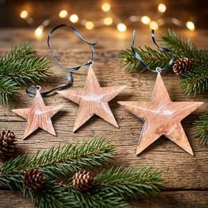 Ensemble de trois décorations suspendues en fer forgé, décoration rustique faite à la main pour la maison, pour Noël - Product Image 2