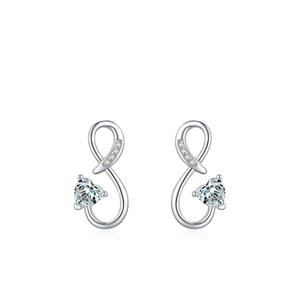 Pendientes de plata de ley S925 con forma de corazón infinito, personalizables en cobre, con la inscripción Eternal Love, para mujer - Regalo de aniversario - Product Image 1