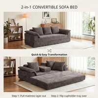 Weißes Multifunktionales Cord-Schlafsofa mit Stauraum und Getränkehaltern