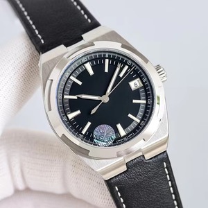 Montre homme 2026 à succès, boîtier en acier inoxydable, cadran noir, bracelet en cuir véritable noir, mouvement automatique mécanique, date, nouveauté - Product Image 1