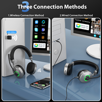 Casque sans fil 5.3 sans fil avec micro perche ENC, dongle USB, lumière muette et 34 heures de conversation Idéal pour les centres d'appels et le travail à distance