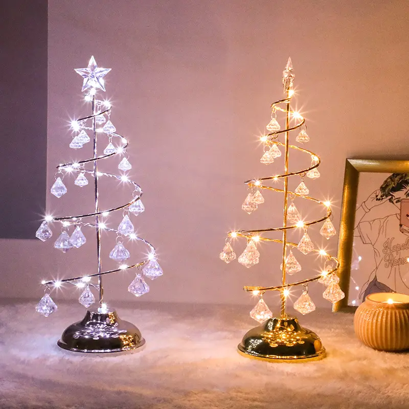 Weihnachts baum Lampe Dekoration Luxus Stern Kristall Baum Nacht lampe Ornamente Kristall Tisch leuchte