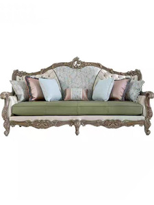 Fuyi - Muebles de Salón de Estilo Europeo Romántico Francés, Combinación de Tres Asientos en Madera Maciza de Color Claro, Verde Aguacate, SAF-789566 - Product Image 5