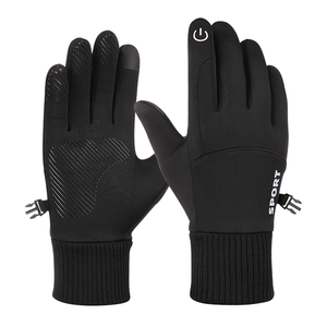 Guantes de invierno para hombre, térmicos, antideslizantes, hasta la muñeca, con estampado por transferencia de calor, para conducir y ciclismo, de poliéster/algodón. - Product Image 1
