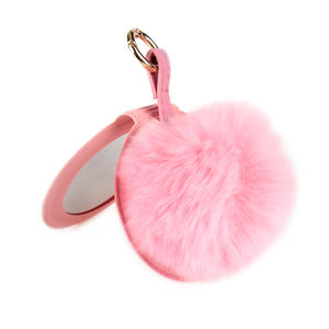 Miroir porte-clés mignon pliant en fourrure rose miroir à main de poche en PU personnalisé vente en gros <span class=keywords><strong>pas</strong></span> <span class=keywords><strong>cher</strong></span> petit cadeau mignon pour les filles - Product Image 1