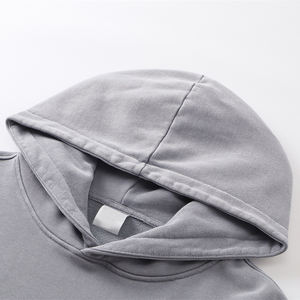 430G tinto in cera di puro cotone doppio filato ad anello usato felpa con cappuccio per gli uomini - Product Image 3