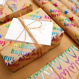Factory Wholesale Disposable Coated Gift <b>Wrapping</b> <b>Paper</b> 43x300cm Embossing Colorful Roll Packaging - Product Image 6