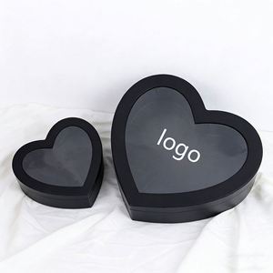 Valentine's Day Heart Set 2 Transparent Window Flower Gift <b>Box</b> with Stamping Love Rose Fruit <b>Bouquet</b> Wrapping <b>Box</b> - Product Image 2