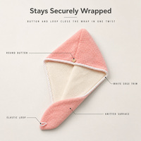 Serviette à cheveux en tricot à séchage rapide avec boucle à bouton, douce, absorbante et qui conserve la couleur des cheveux