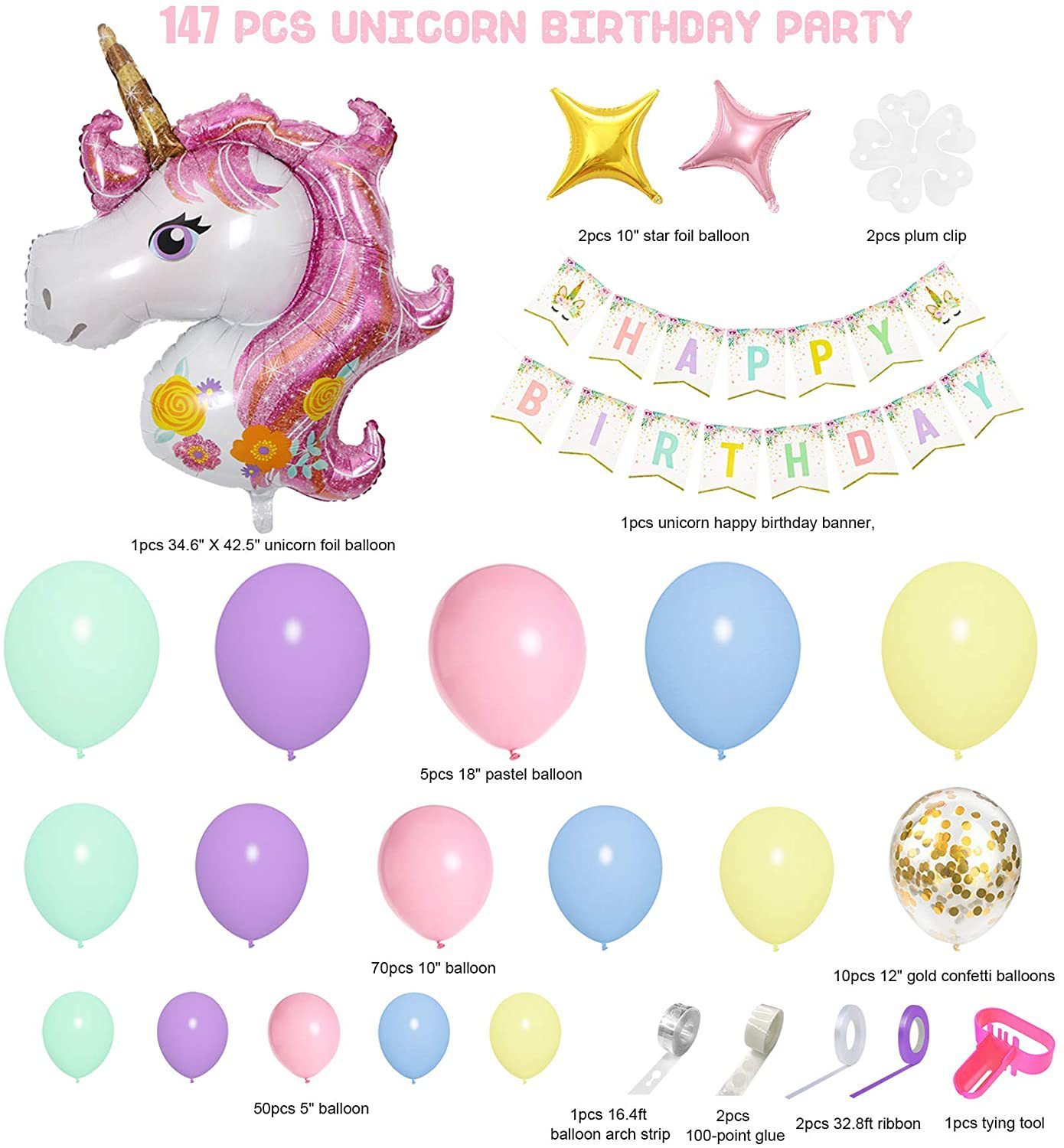 Ensemble licorne rose-147PCS