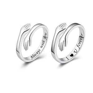 Dropshipping Shopify Women's Engraved Embrace Ring English Letter Adjustable Index Finger Ring Fashion Jewelry Gift - Product Image 1