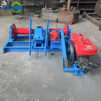 Treuil forestier diesel portable à double tambour, robuste, pour le tirage de bois, avec entraînement direct par arbre, treuil de levage