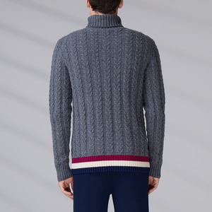 Pull-over col roulé en laine tricotée torsadée pour homme, personnalisé, anti-boulochage, décontracté, idéal pour l'hiver – Fabricant de tricots - Product Image 6