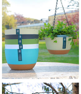 P424 Ensemble de jardinières suspendues en plastique <span class=keywords><strong>pour</strong></span> intérieur et extérieur avec trou de drainage <span class=keywords><strong>pour</strong></span> la décoration de jardins, maisons et centres commerciaux - Léger - Product Image 5