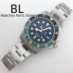 Bliger nh37 tự động phong trào của nam giới 40mm Xem với Sapphire tinh thể màu vàng thời gian <span class=keywords><strong>Marks</strong></span> & màu xanh lá cây 4 tay thép không gỉ ban nhạc - Product Image 5