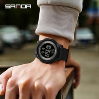 Jam Tangan Digital Pria 43mm Dial 22mm Tali TPU Tahan Air 5BAR Sport Chronograph Luminous Countdown Alarm