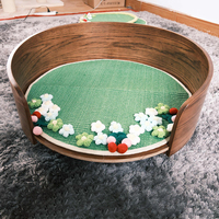 Lit pour animaux de compagnie en bois écologique, style classique moderne, OEM ODM, pour chats et petits chiens, durable, en mousse à mémoire de forme, meubles d'intérieur de luxe