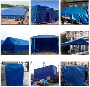 Bâche en PVC imperméable résistante, bleue, douce et facile à plier, avec œillets, 14 tailles - Product Image 6