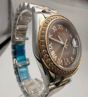 Montre à mouvement NH05, montre en or rose avec calendrier et jour de la semaine, matériau en acier inoxydable 904L, cadran serti de diamants, montre pour femme, boîtier de 31 mm