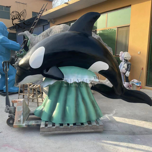 ประติมากรรมรูปสัตว์ทะเลขนาดใหญ่ ตกแต่งธีมมหาสมุทร ทำจากไฟเบอร์กลาสและเรซิ่น รูปวาฬเพชฌฆาต สำหรับขาย - Product Image 3