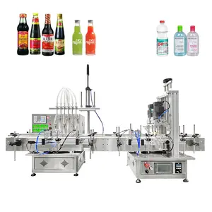 Automatische Desktop 6 Hoofden Orale Vloeibare Cosmetische Olie Sap Kleine Fles Jar Vullen En Afdekken Machine Met Transportband