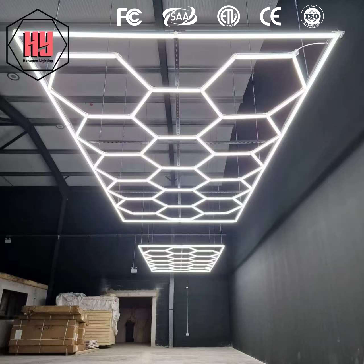 Hot Sale Car Showroom Auto Workshop Detailing Light Design Led Workshop Light Hexagonal Ceiling Led Light