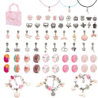 Kit de Pulseras DIY de Aleación con Diseño de Unicornio Rosa de 67 Piezas para Niños, Set de Componentes de Joyería, el Más Vendido