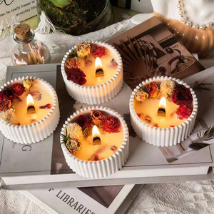 LANJO wholesale plaster dried flowers soy wax scented <b>candles</b> for home decoration and wedding party - Product Image 1
