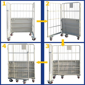 Carrelli Pieghevoli per Container Logistici con Gabbia a Rete e Ruote - Product Image 5
