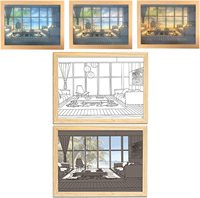 Éclairage LED Peinture Décoration Cadre Photo Lumineux Lampe de Table 3 Modes Peintures Lumineuses Veilleuses