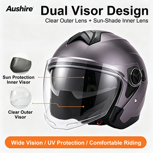 Casque de moto modulable DOT avec double visière, certifié DOT, 3/4 visière, léger, en ABS, pour homme et femme - Product Image 3
