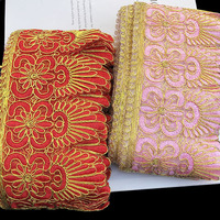 Bordure en dentelle brodée dorée de 4,9 pouces de largeur avec franges, accessoires de couture pour vêtements et décoration de mariage à domicile